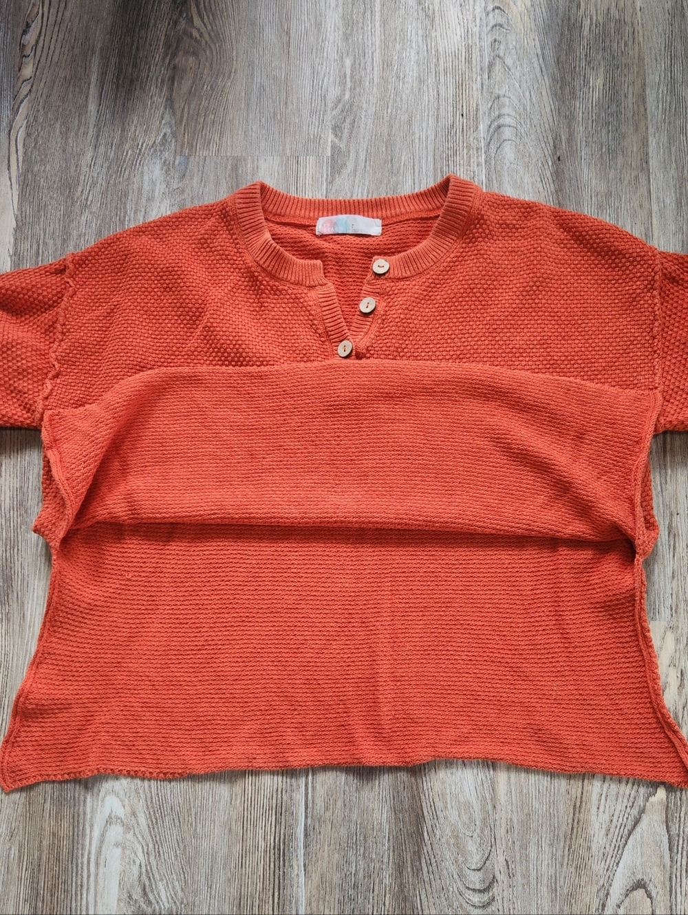 Free People Beach Hailee Waffle Knit Set Womens S Burnt Orange Wide Leg Henley - Picture 8 of 16